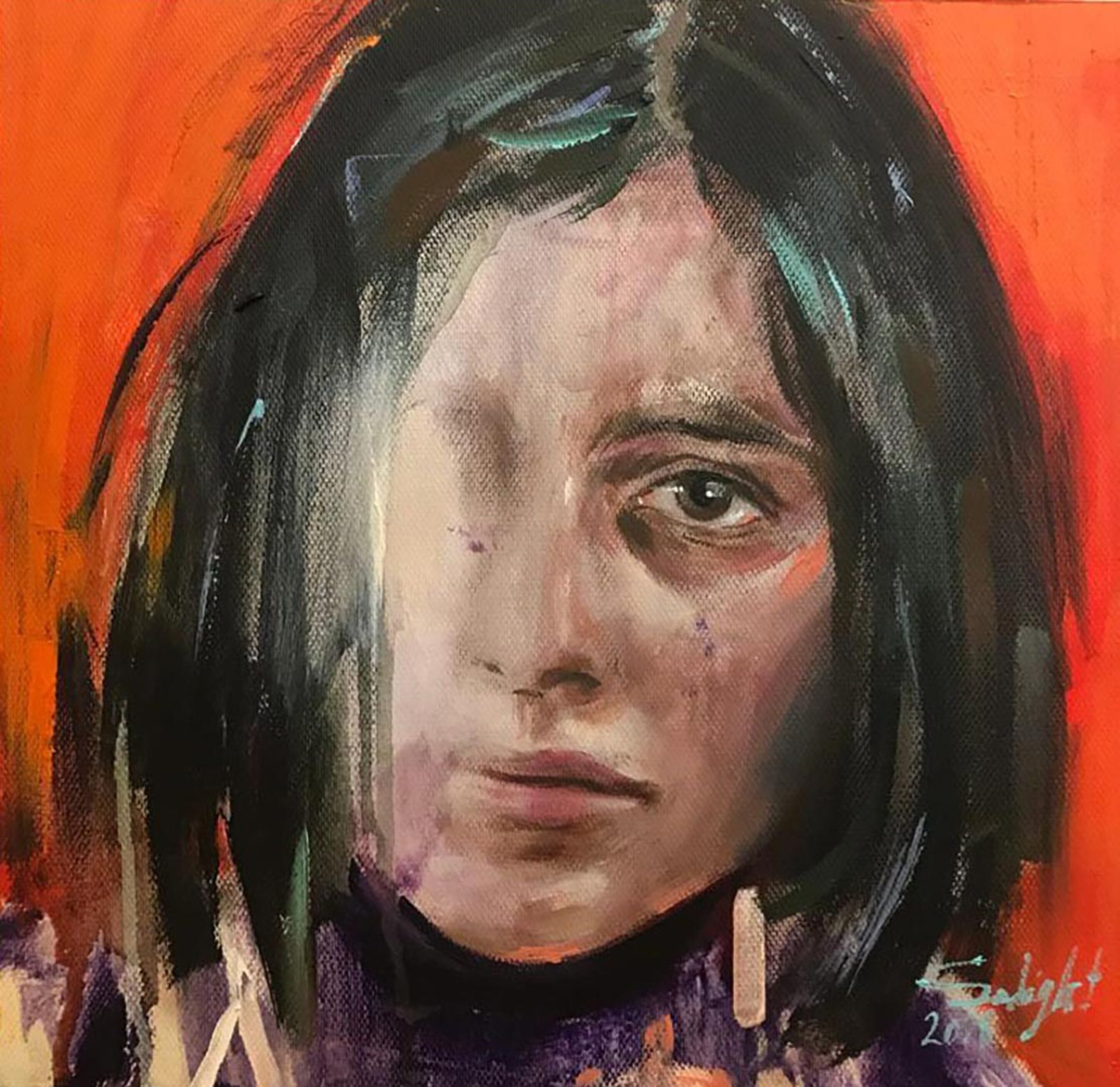 Rumination 25×25 acrylic on canvas 2018